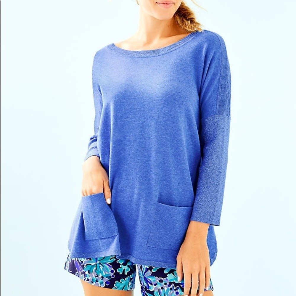 Lilly Pulitzer Blue Cobo Boatneck Sweater